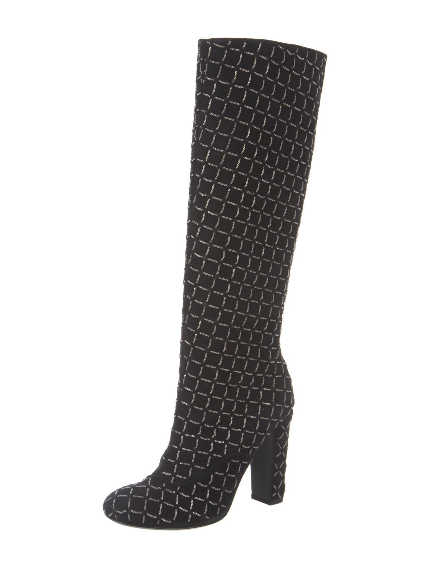 Chanel Interlocking CC Logo Suede Boots