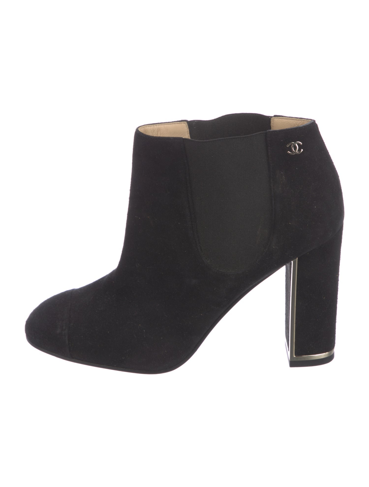 Chanel Interlocking CC Logo Suede Chelsea Boots