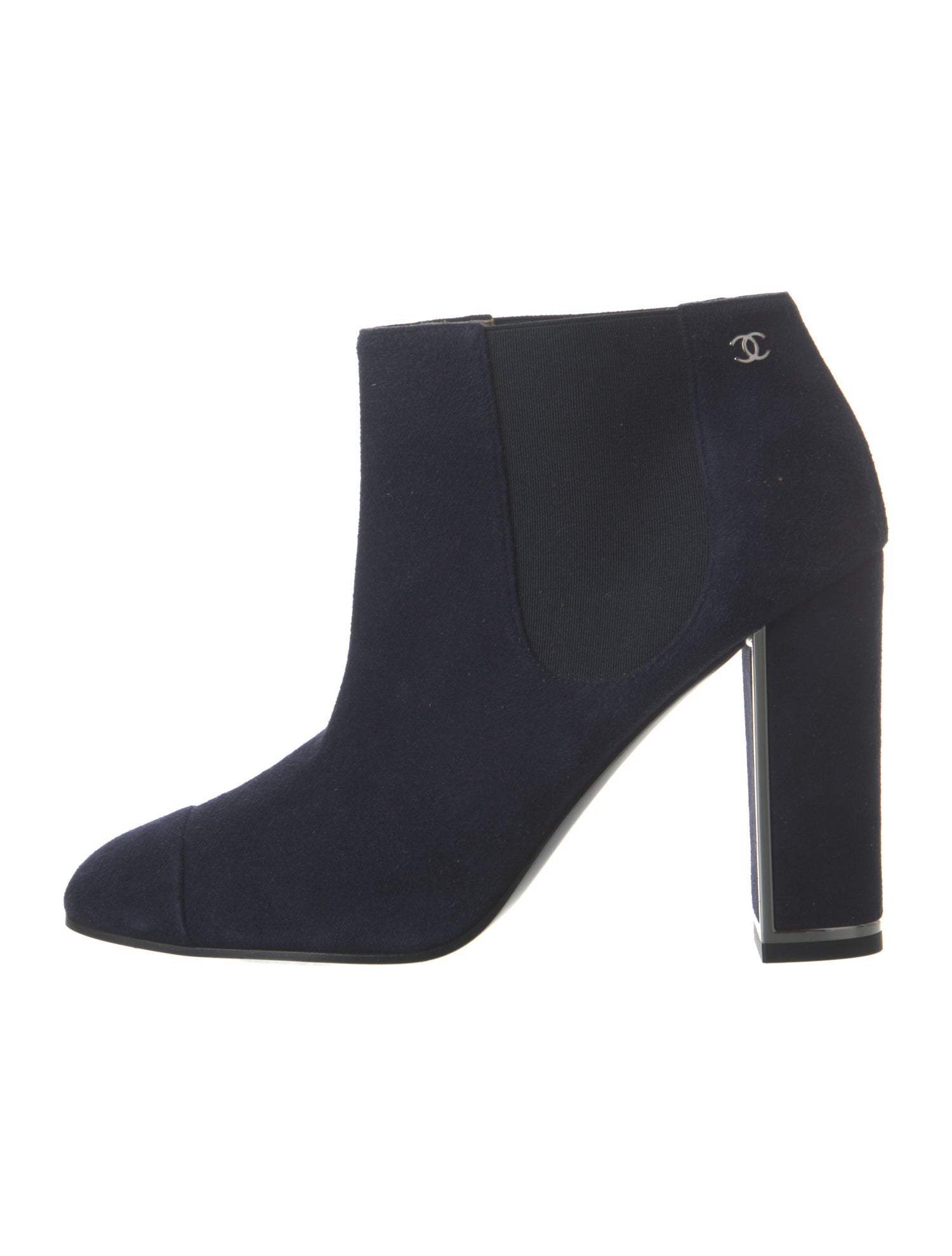 Chanel Interlocking CC Logo Suede Boots