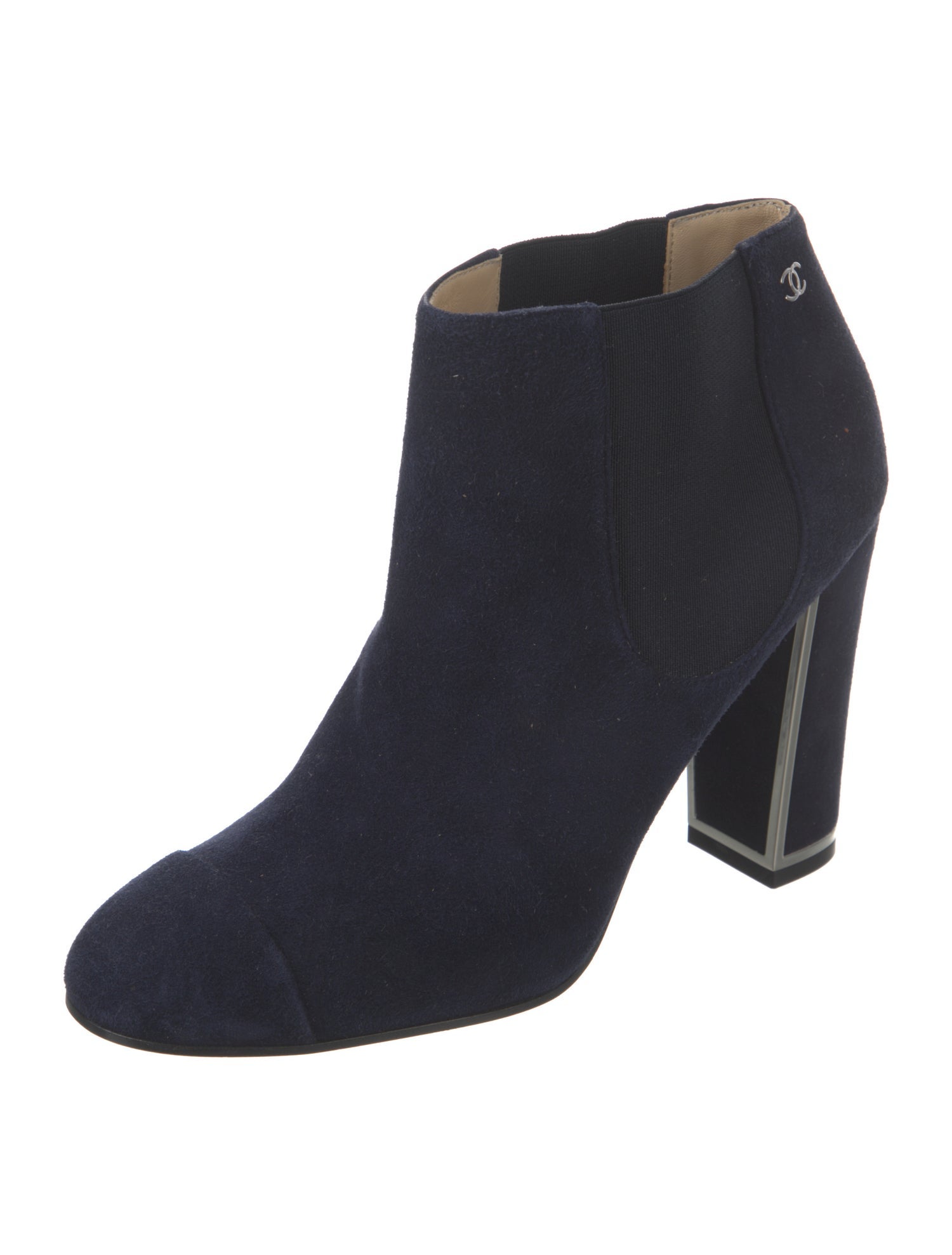 Chanel Interlocking CC Logo Suede Boots