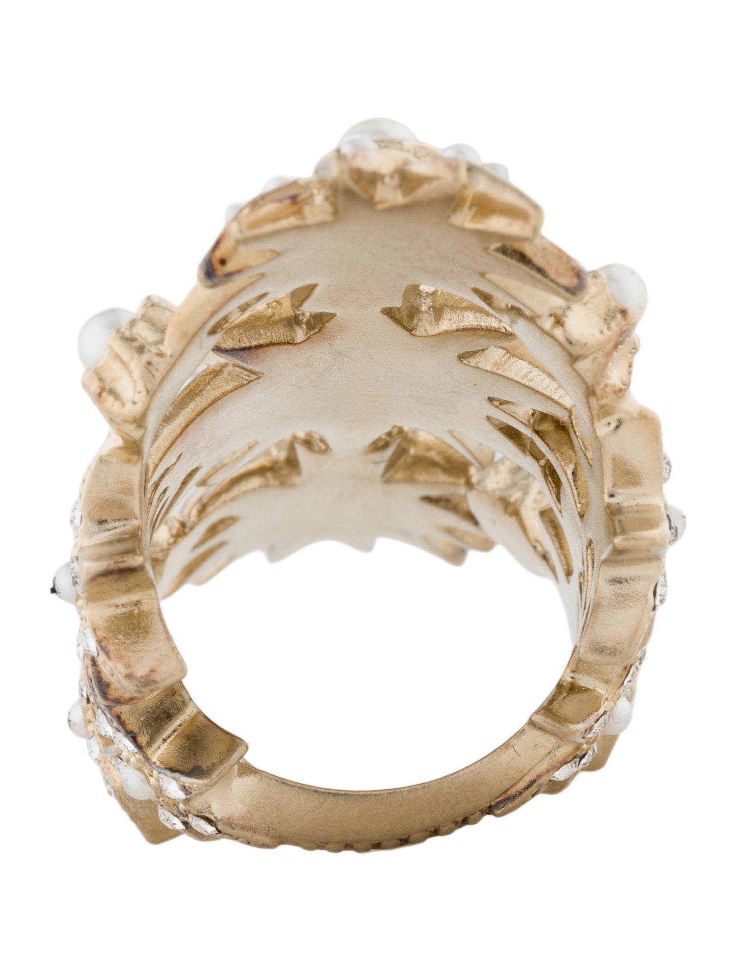 Chanel Faux Pearl & Strass Paris-Salzburg CC Cocktail Ring