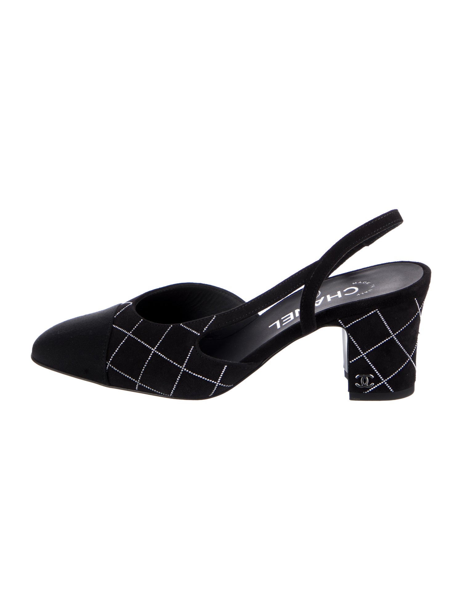 Chanel Interlocking CC Logo Suede Slingback Pumps