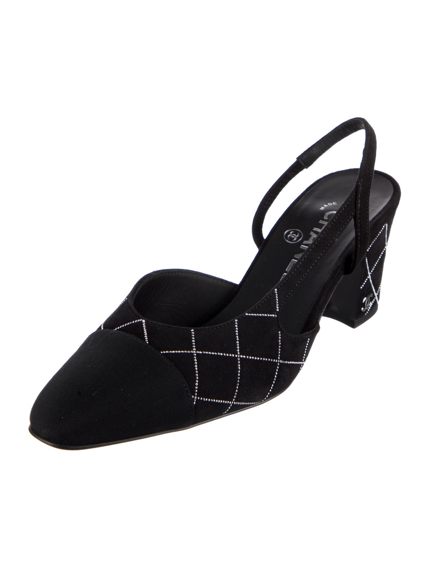 Chanel Interlocking CC Logo Suede Slingback Pumps