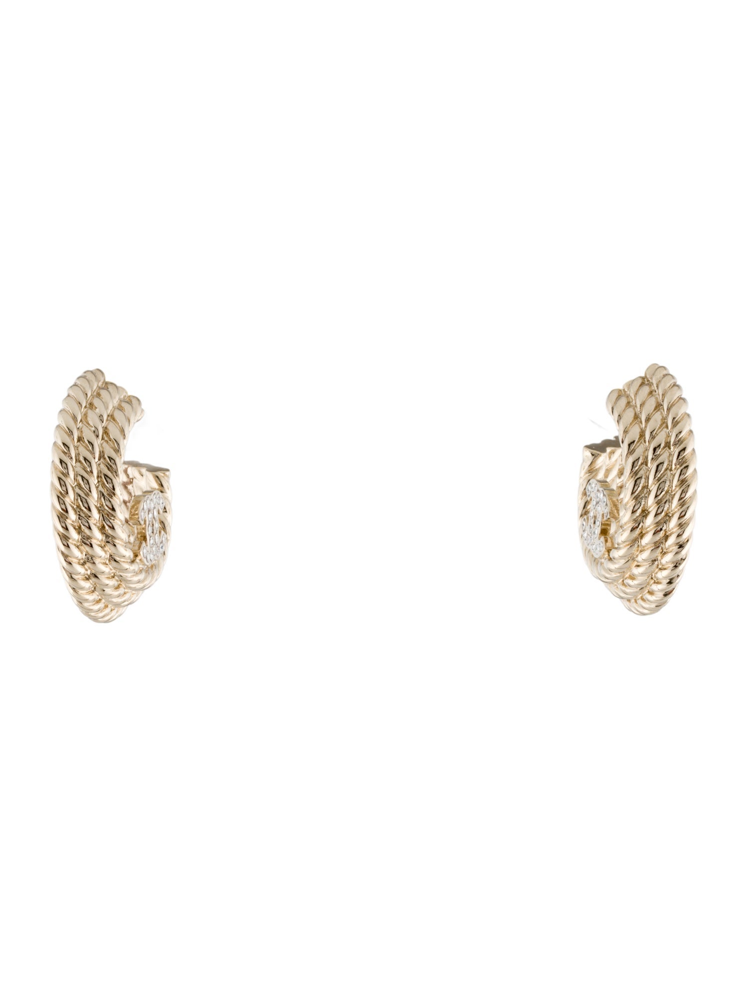 Chanel 2024 Strass CC Rope Hoop Earrings