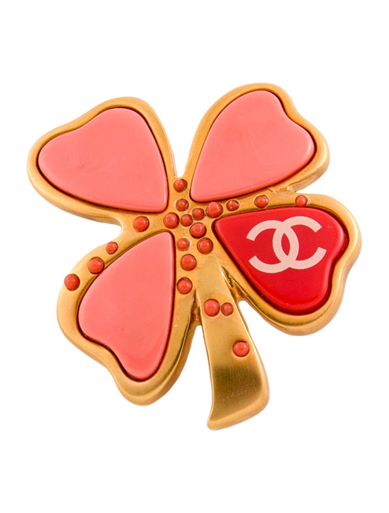 Chanel Vintage Resin CC Clover Pin Brooch