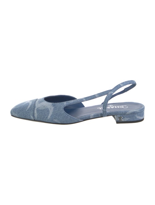 Chanel Interlocking CC Logo Denim Slingback Flats