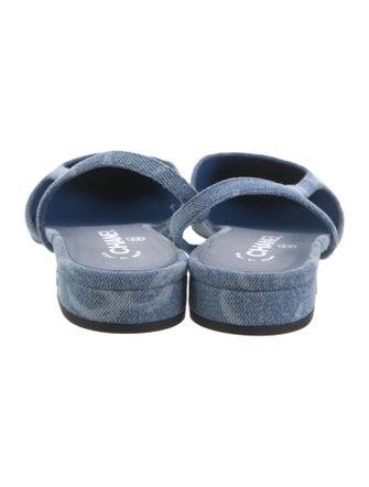 Chanel Interlocking CC Logo Denim Slingback Flats