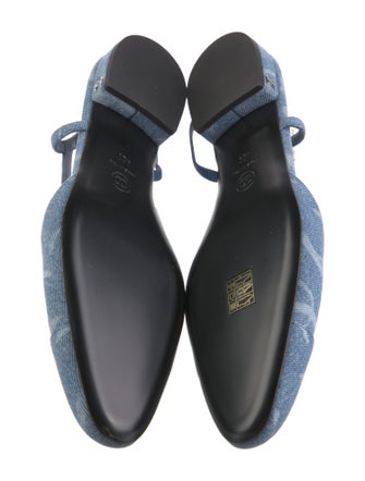 Chanel Interlocking CC Logo Denim Slingback Flats