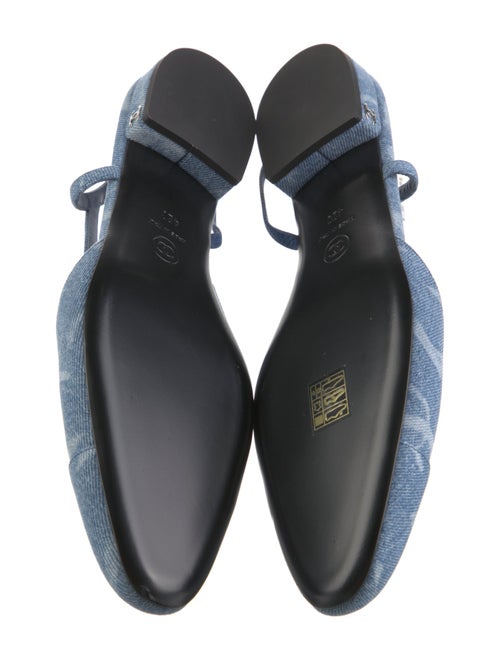 Chanel Interlocking CC Logo Denim Slingback Flats