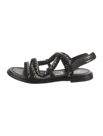 Chanel Interlocking CC Logo Chain-Link Accents Gladiator Sandals