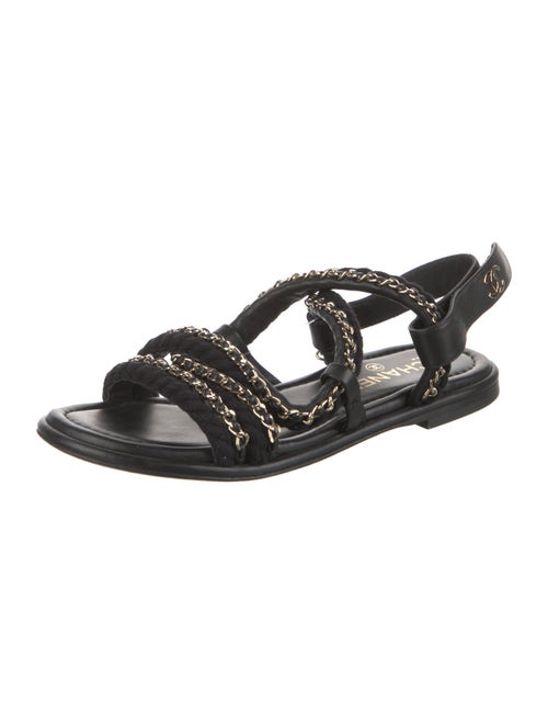 Chanel Interlocking CC Logo Chain-Link Accents Gladiator Sandals