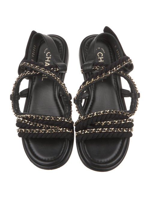 Chanel Interlocking CC Logo Chain-Link Accents Gladiator Sandals