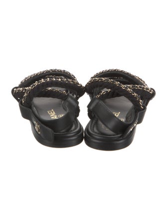 Chanel Interlocking CC Logo Chain-Link Accents Gladiator Sandals