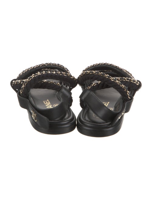 Chanel Interlocking CC Logo Chain-Link Accents Gladiator Sandals
