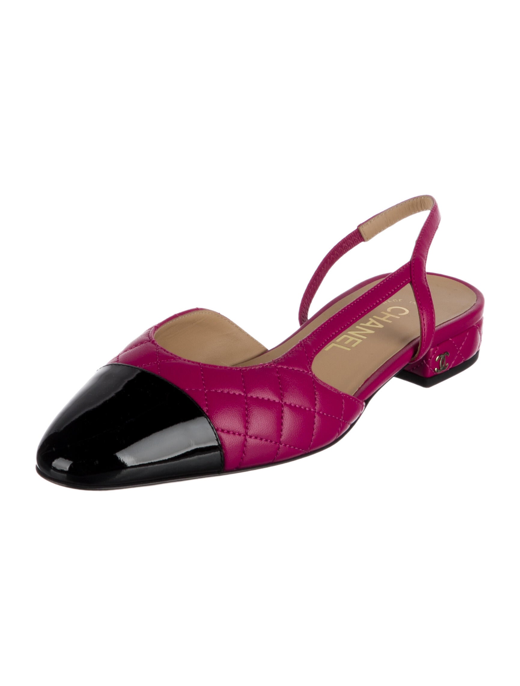 Chanel Lambskin Colorblock Pattern Slingback Flats