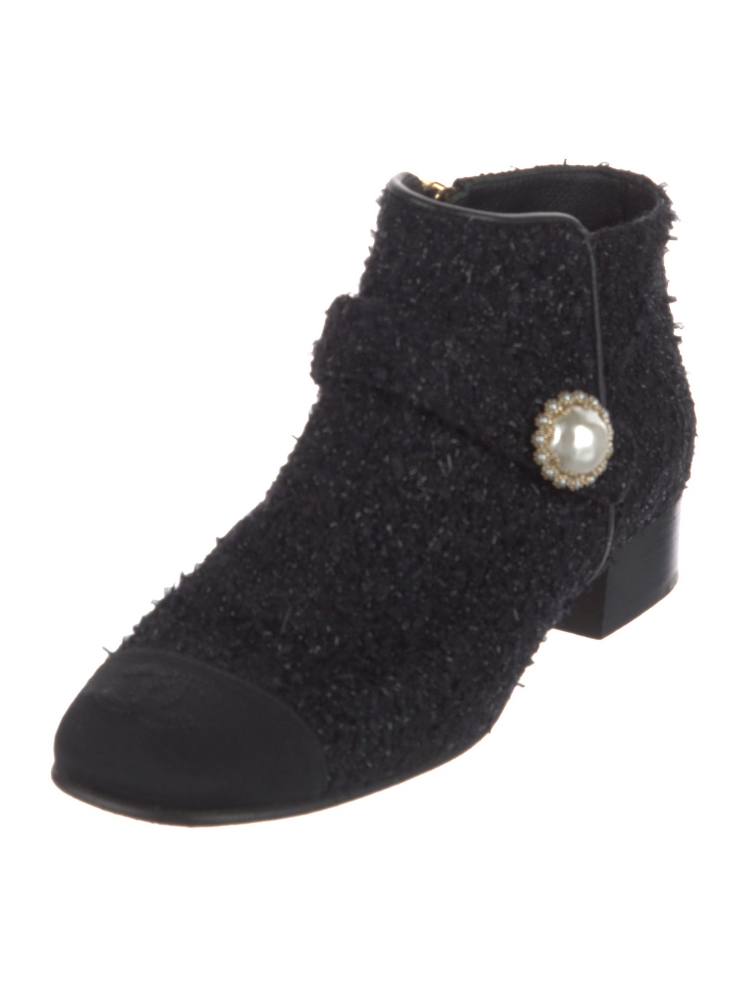 Chanel Interlocking CC Logo Tweed Boots