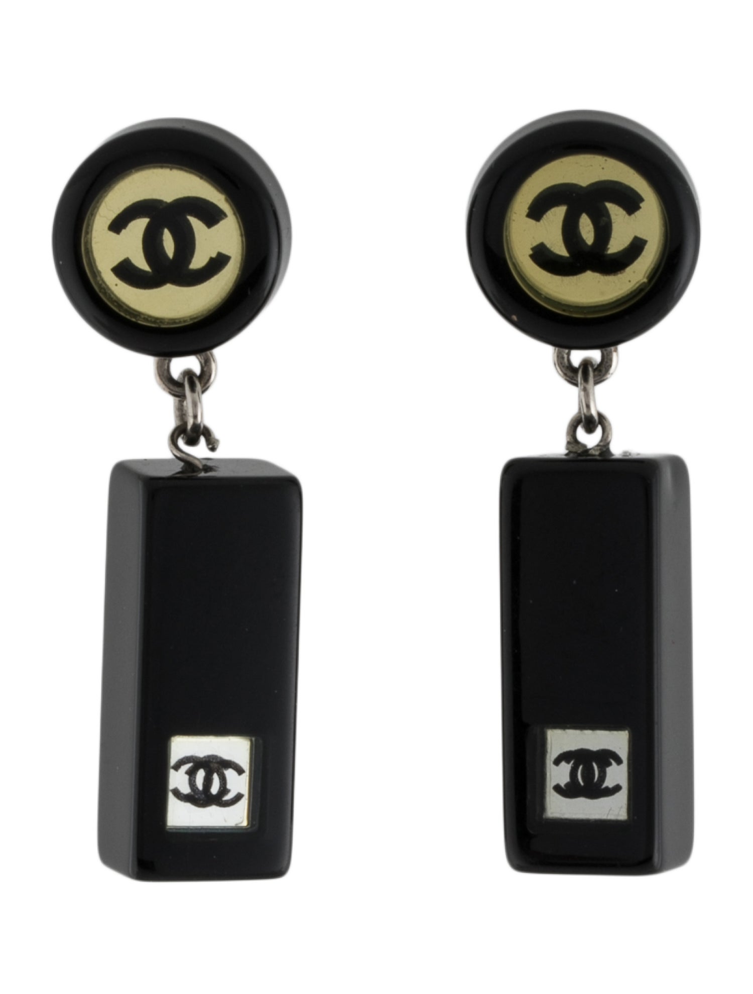 Chanel Vintage Resin CC Drop Earrings