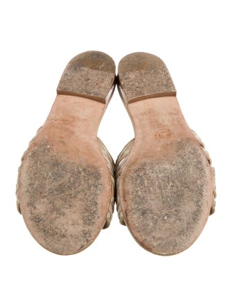 Chanel Interlocking CC Logo Suede Slides