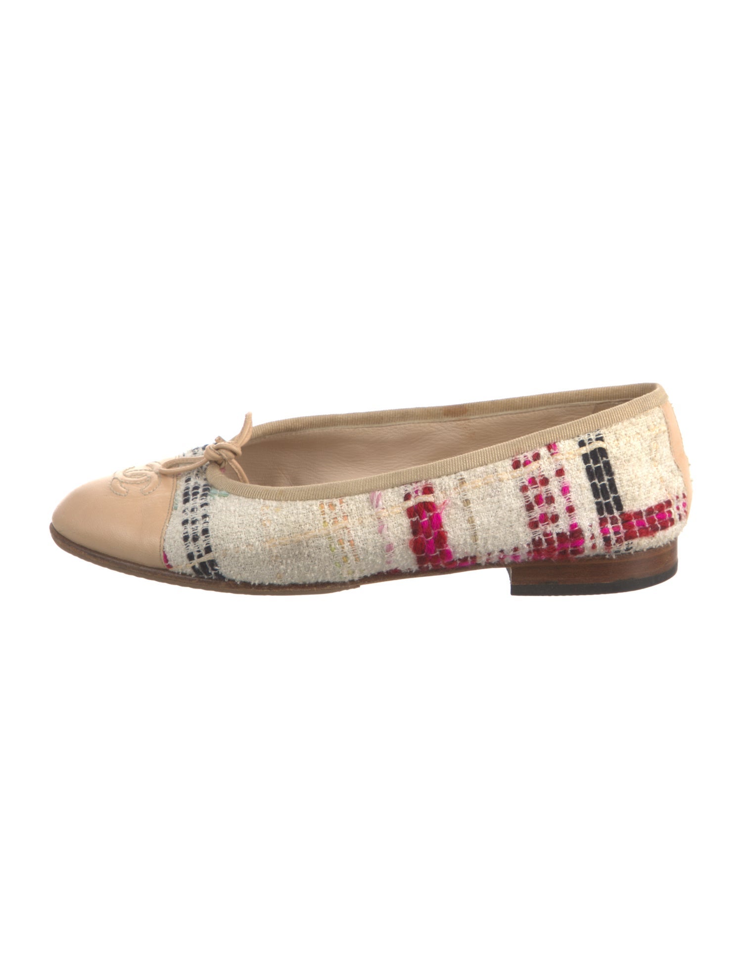 Chanel Interlocking CC Logo Tweed Ballet Flats