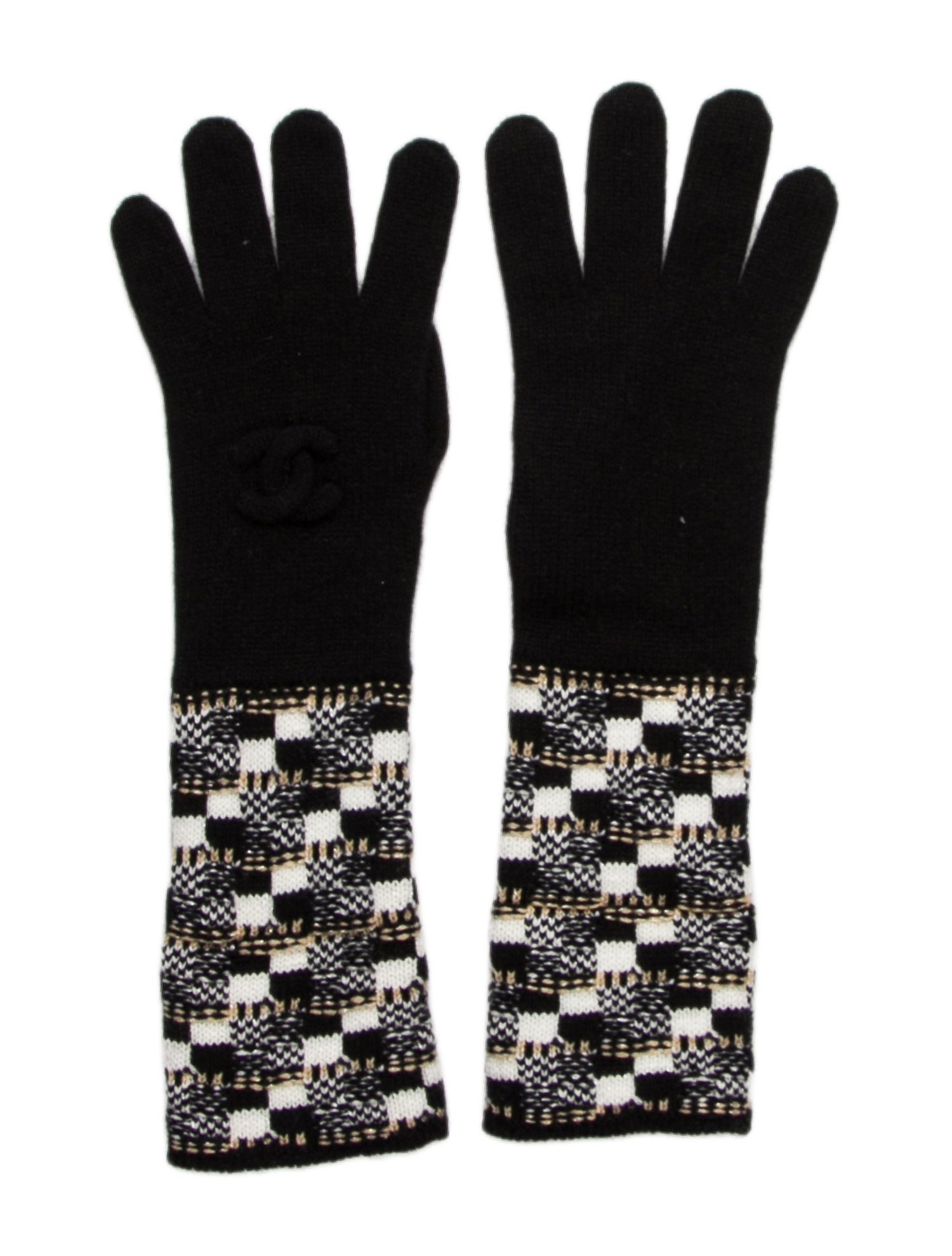 Chanel CC Logo Metallic Gloves w/Tags
