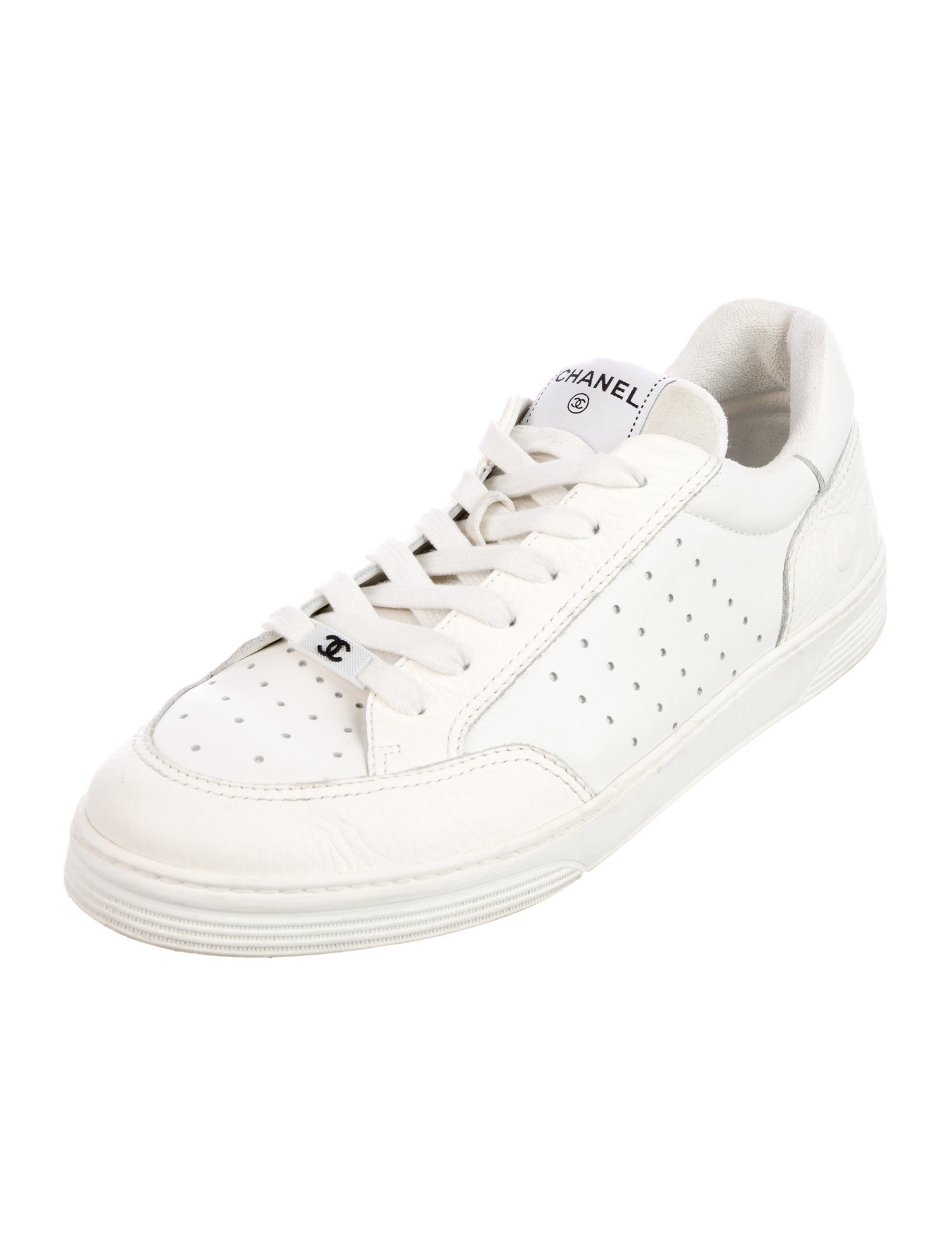 Chanel Interlocking CC Logo Leather Sneakers