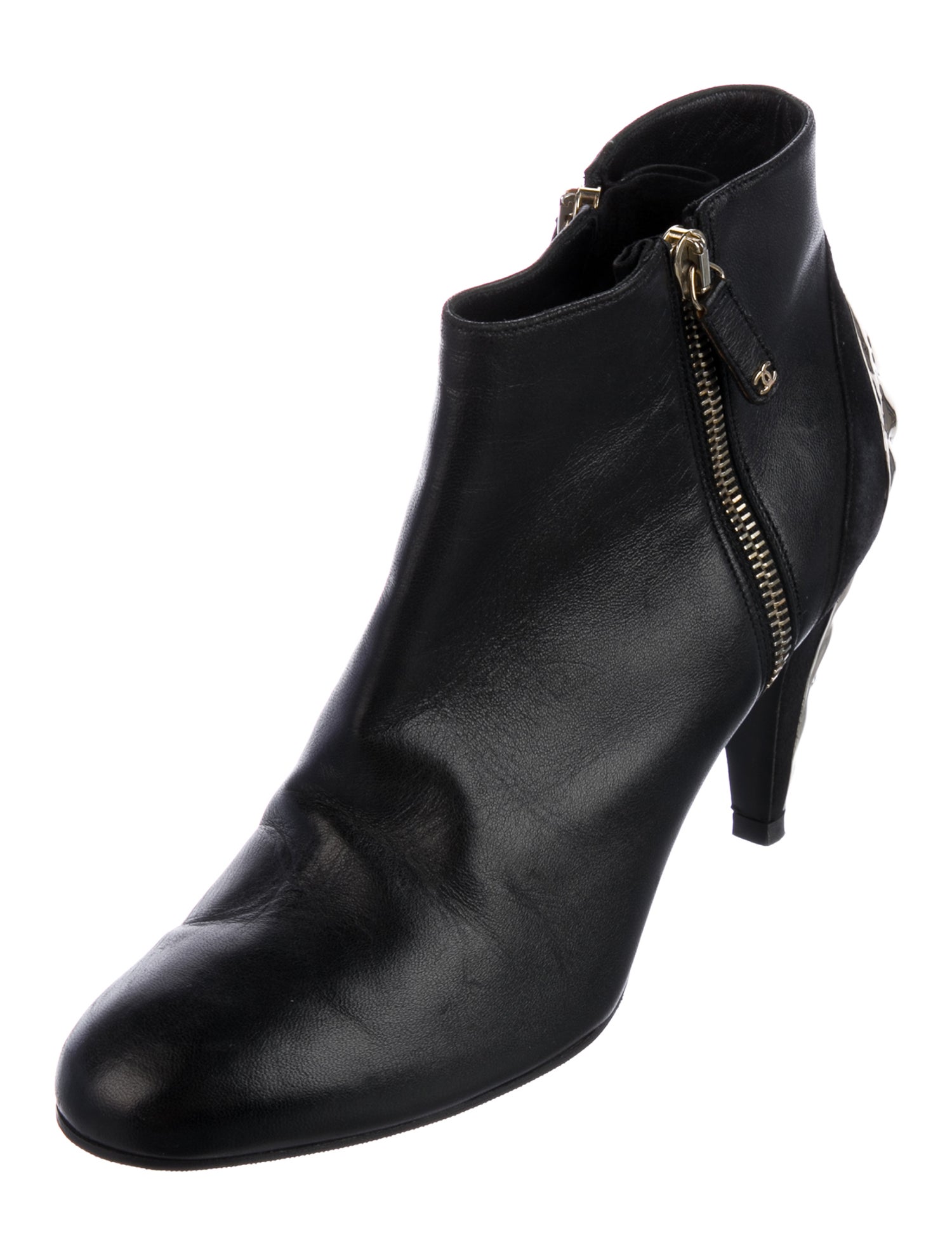 Chanel Interlocking CC Logo Leather Boots