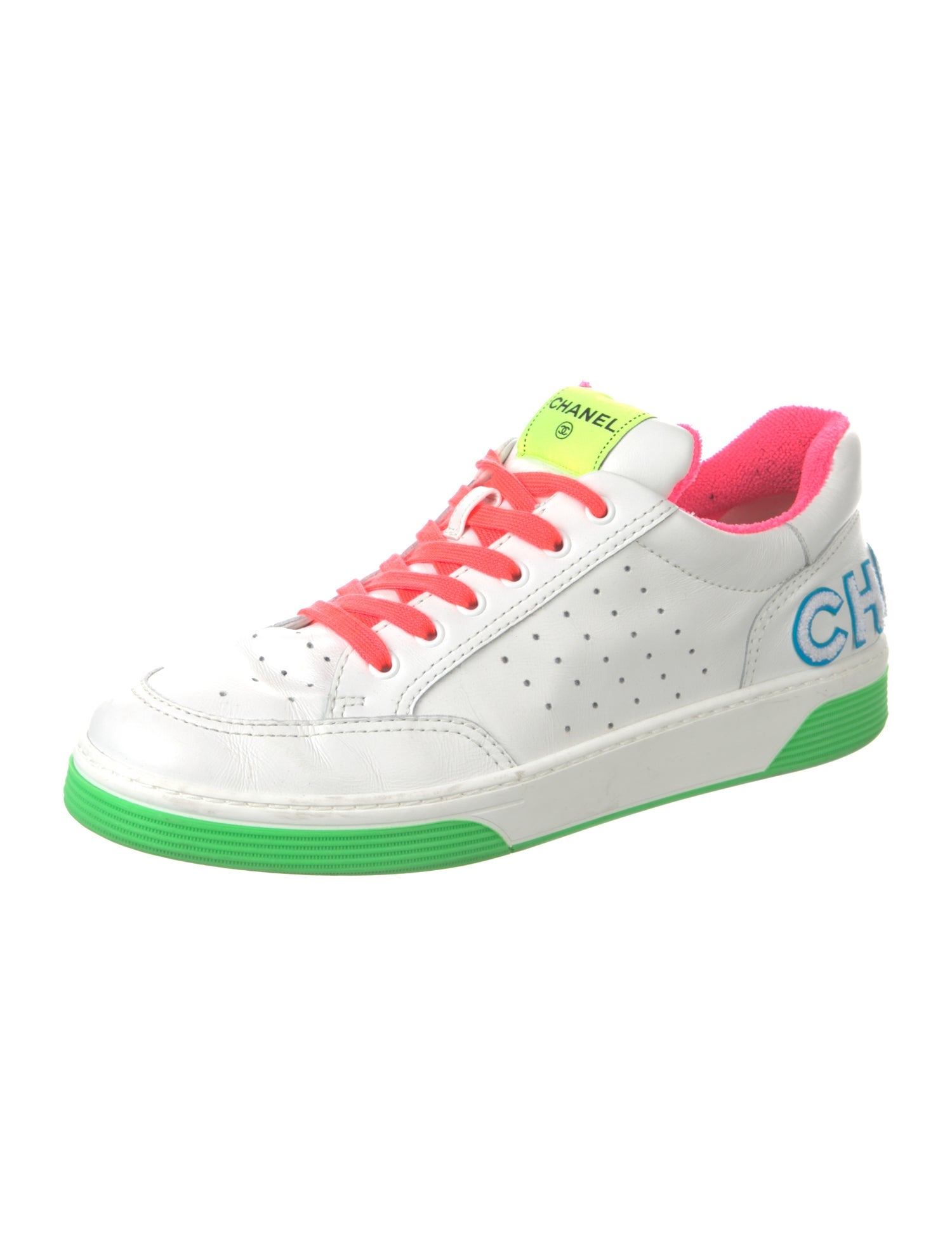 Chanel Interlocking CC Logo Leather Sneakers