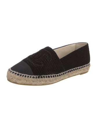 Chanel Interlocking CC Logo Velvet Espadrilles