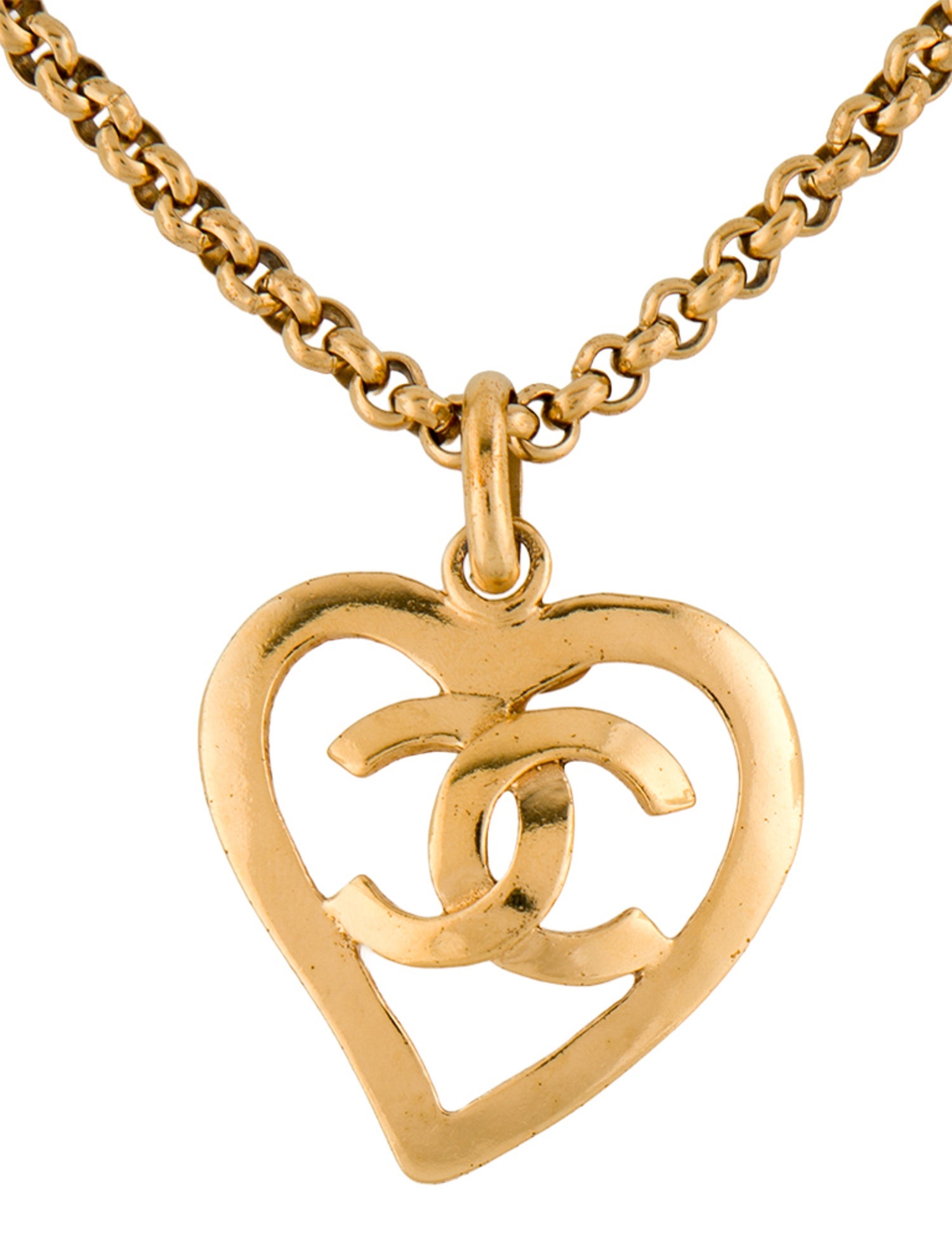 Chanel Vintage CC Heart Pendant Necklace