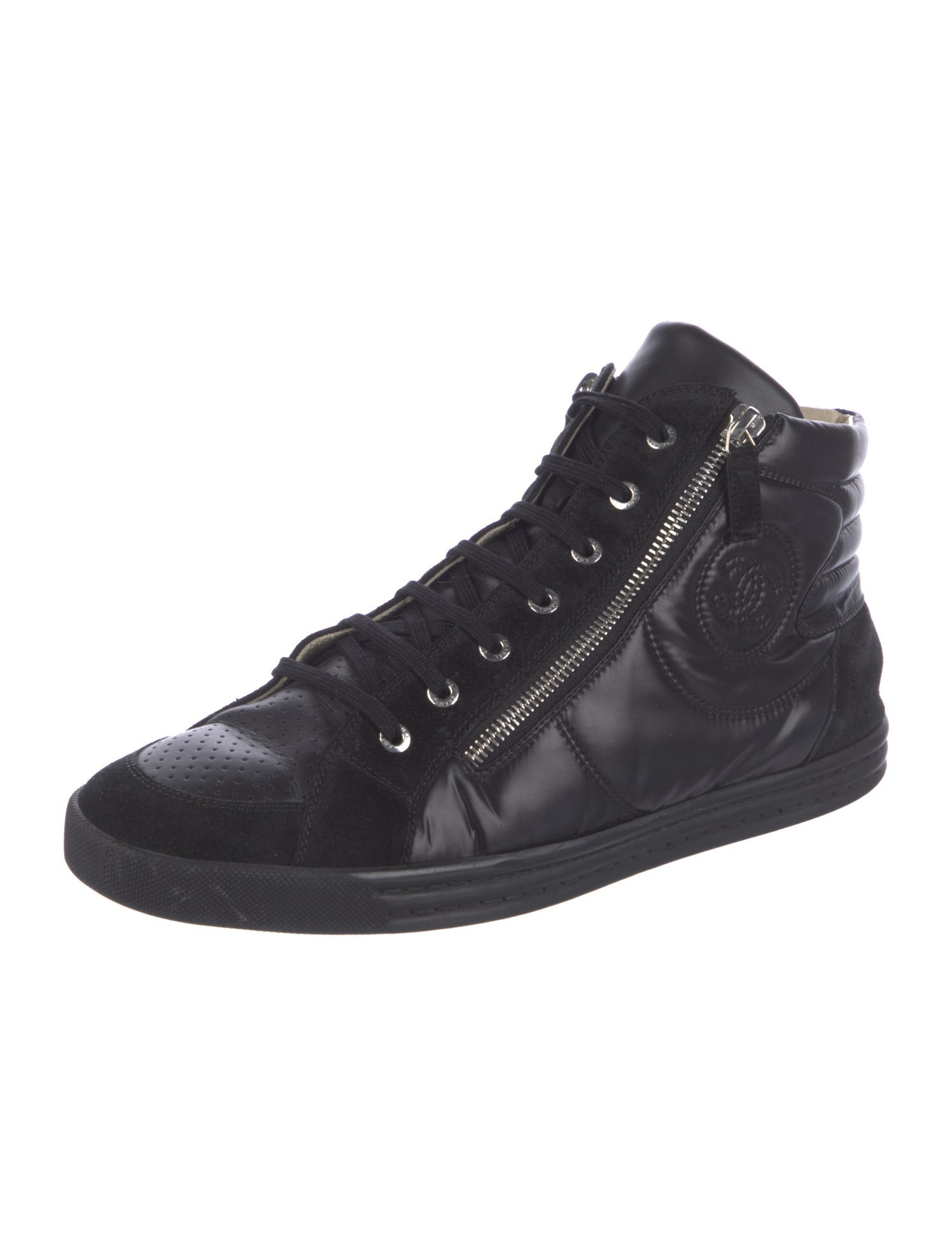 Chanel Interlocking CC Logo Leather Sneakers