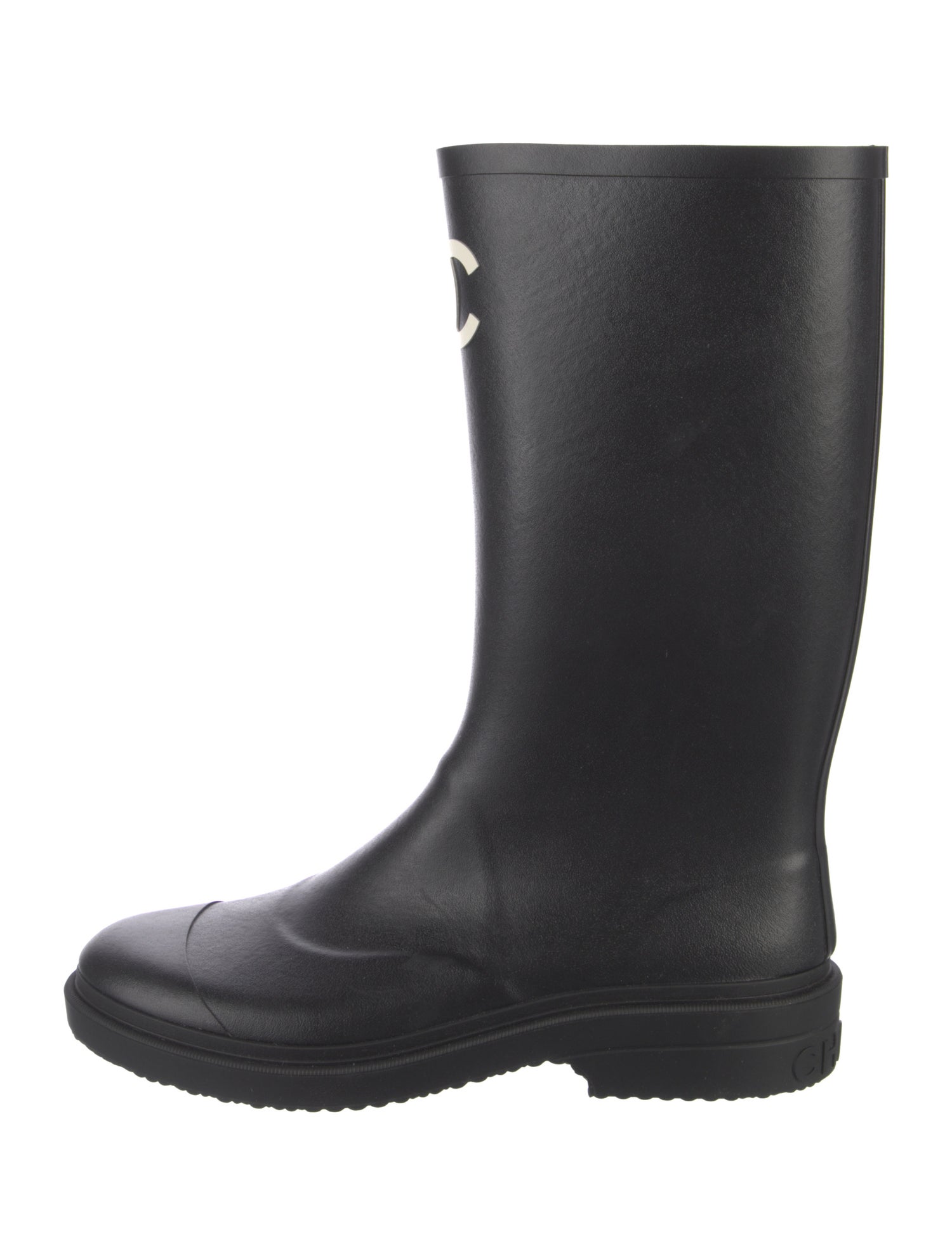 Chanel Interlocking CC Logo Rubber Rain Boots