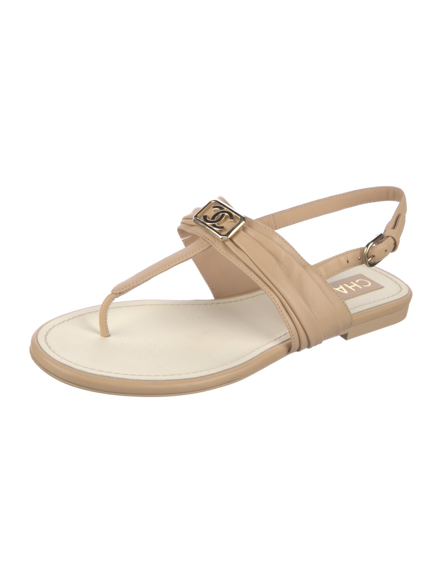 Chanel 2023 Interlocking CC Logo T-Strap Sandals