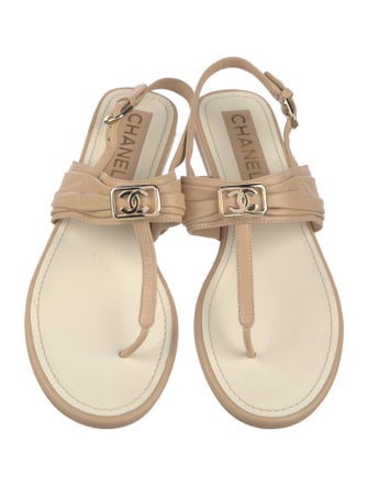 Chanel 2023 Interlocking CC Logo T-Strap Sandals