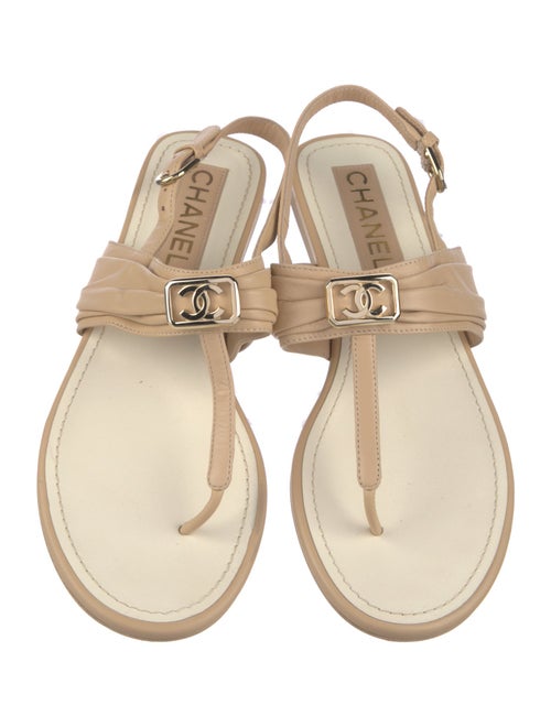 Chanel 2023 Interlocking CC Logo T-Strap Sandals