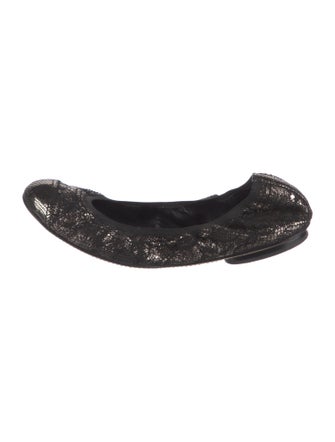 Chanel Interlocking CC Logo Lace Flats
