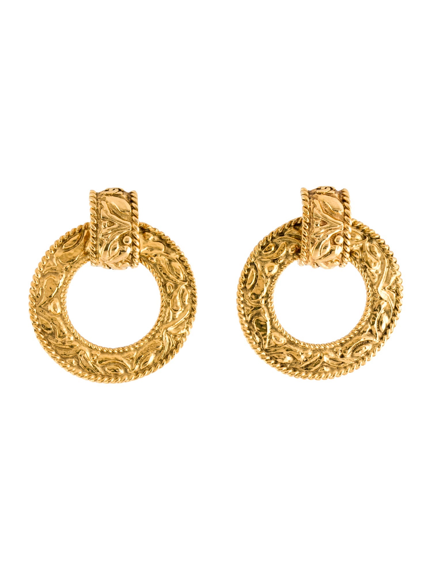 Chanel Vintage Textured Convertible Clip-On Hoop Earrings