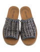 Chanel Interlocking CC Logo Tweed Slides