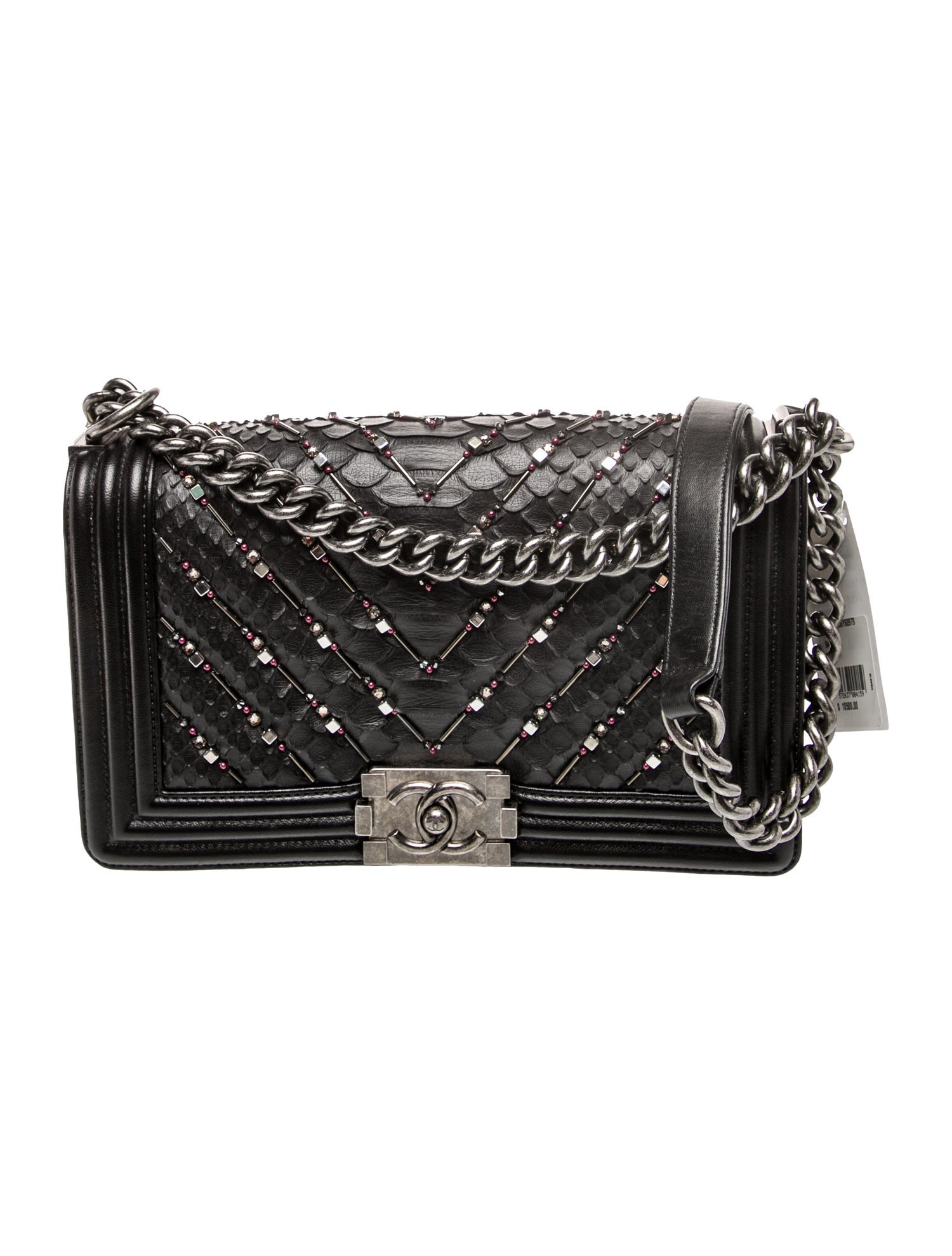 Chanel Medium Python Chevron Boy Bag