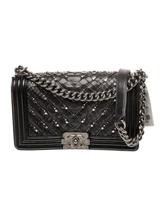 Chanel Medium Python Chevron Boy Bag