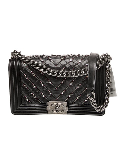 Chanel Medium Python Chevron Boy Bag