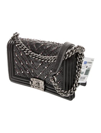 Chanel Medium Python Chevron Boy Bag