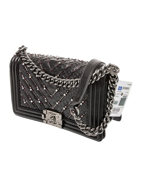Chanel Medium Python Chevron Boy Bag