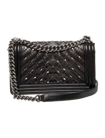 Chanel Medium Python Chevron Boy Bag