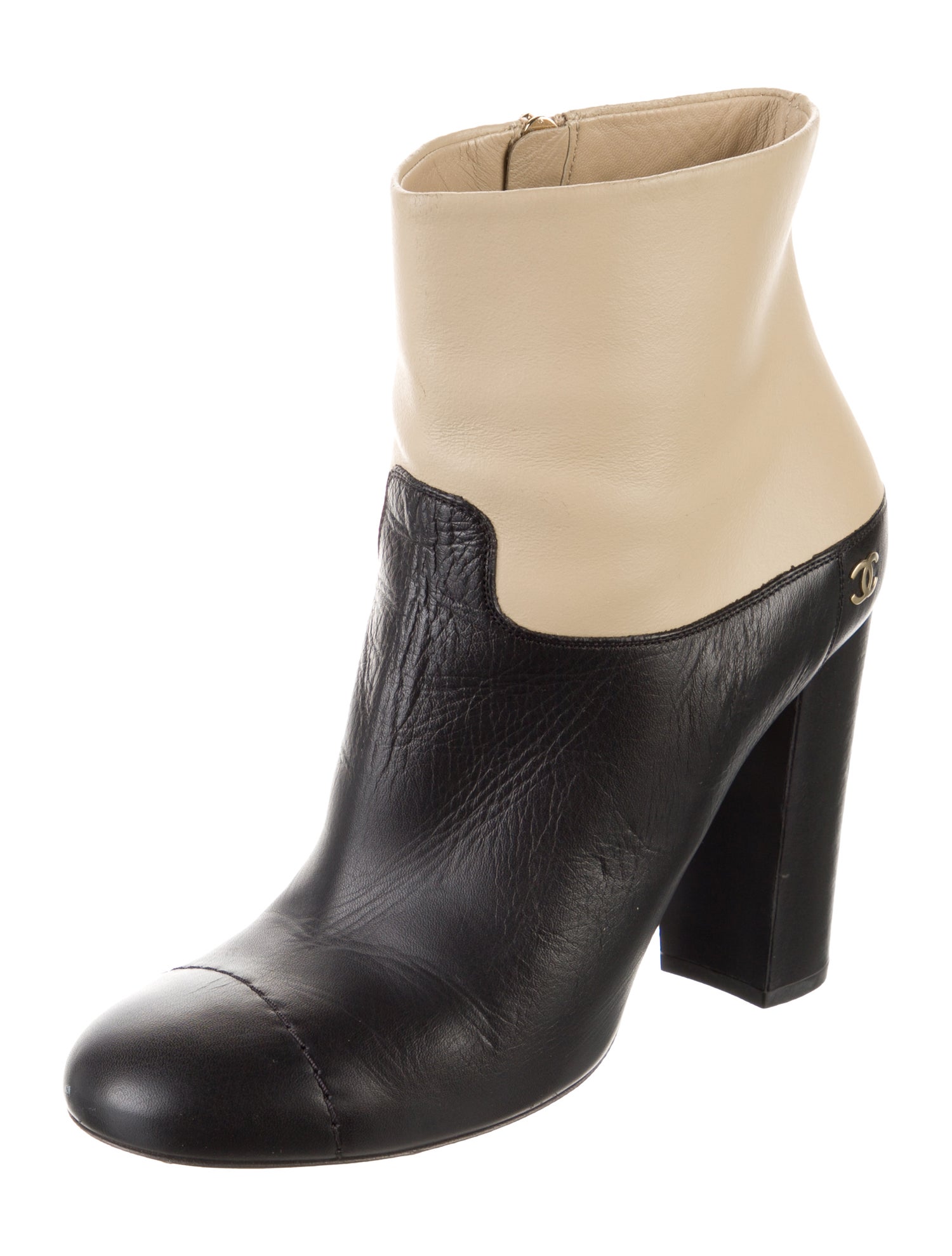 Chanel Interlocking CC Logo Leather Boots