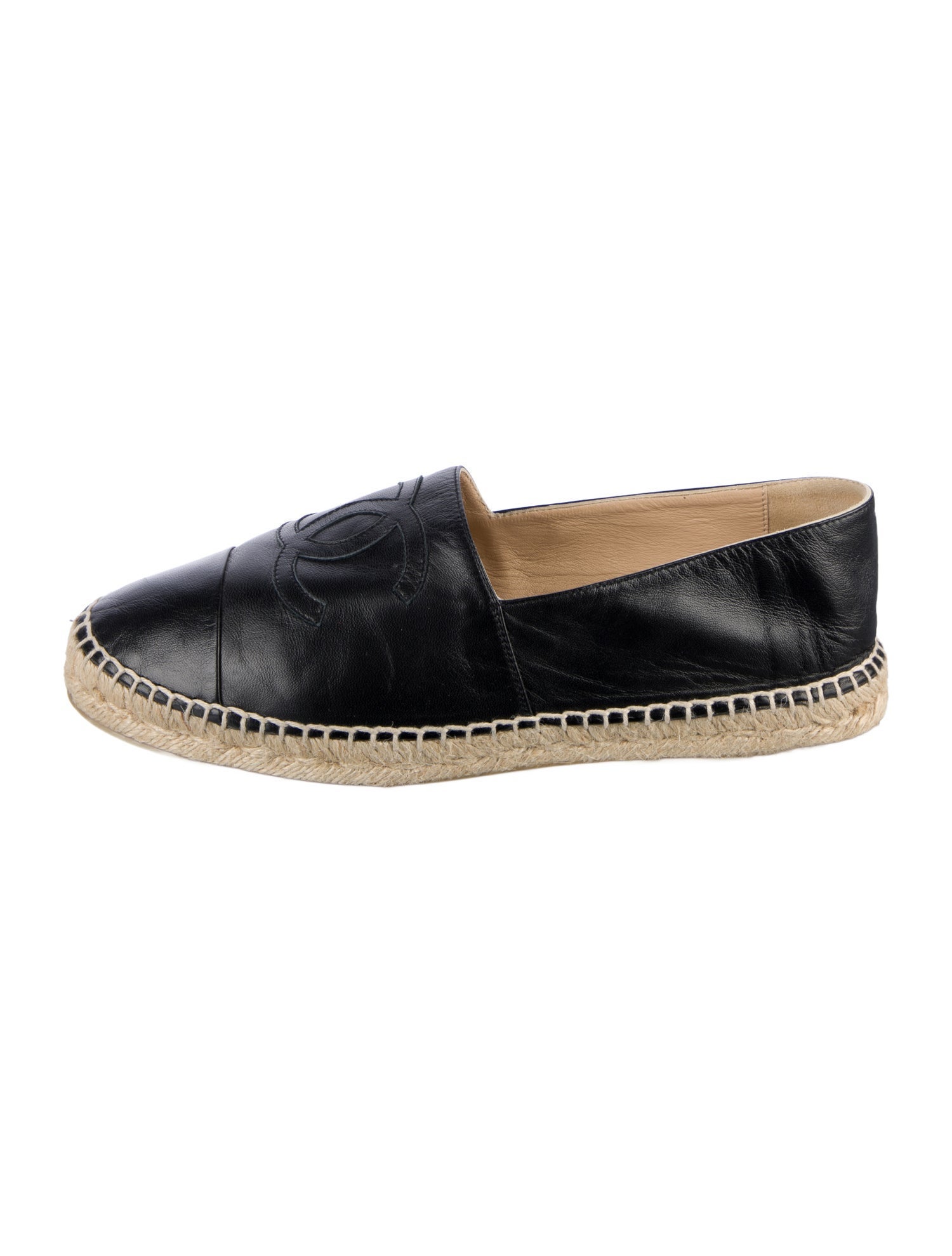 Chanel Interlocking CC Logo Lambskin Espadrilles