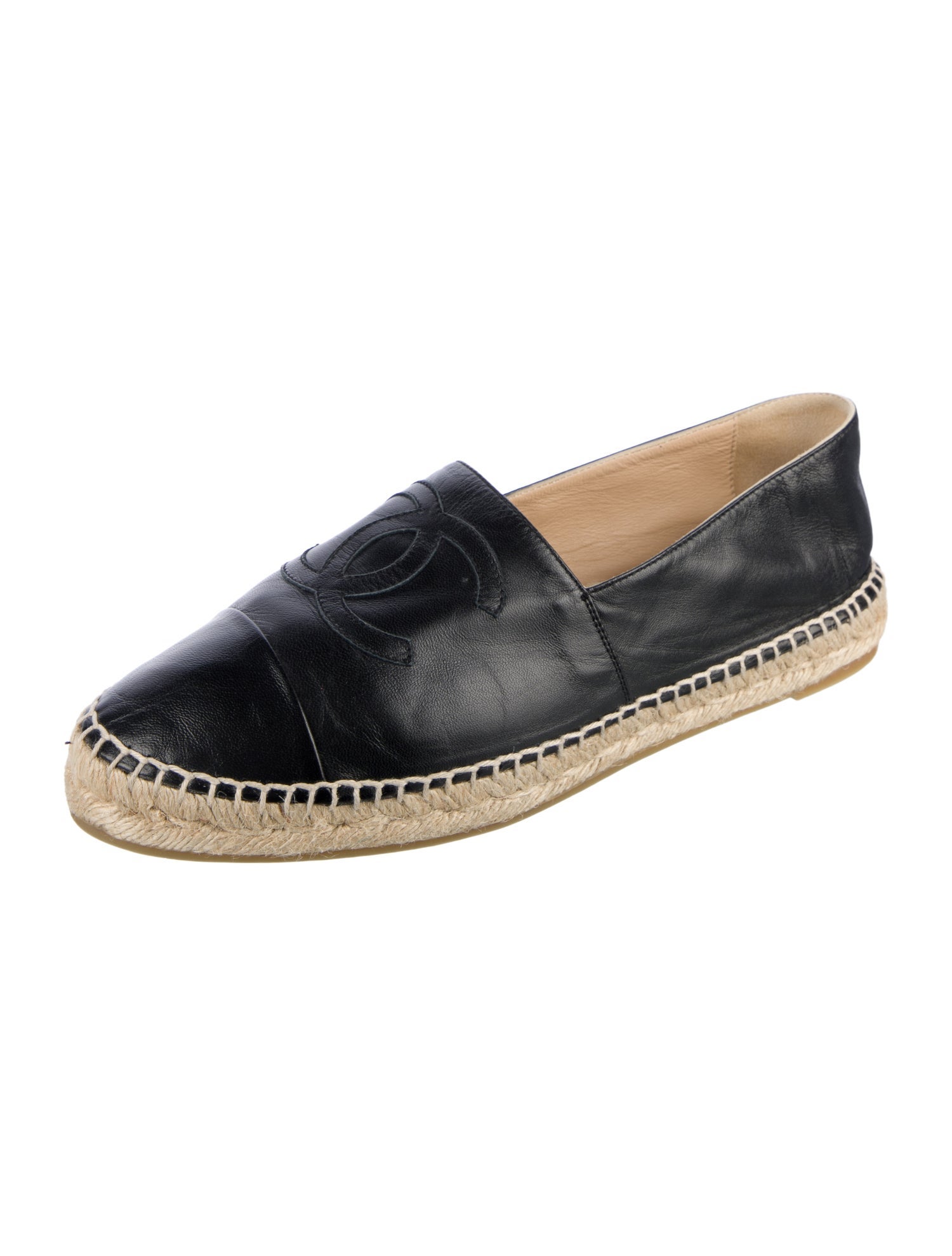 Chanel Interlocking CC Logo Lambskin Espadrilles