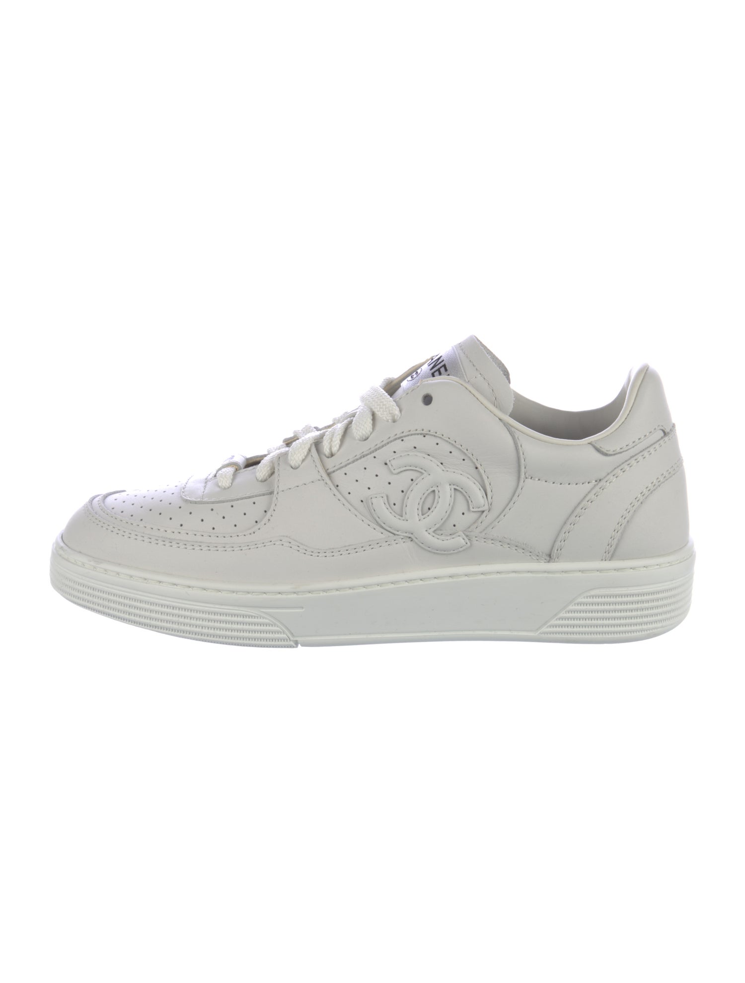 Chanel Interlocking CC Logo Leather Sneakers
