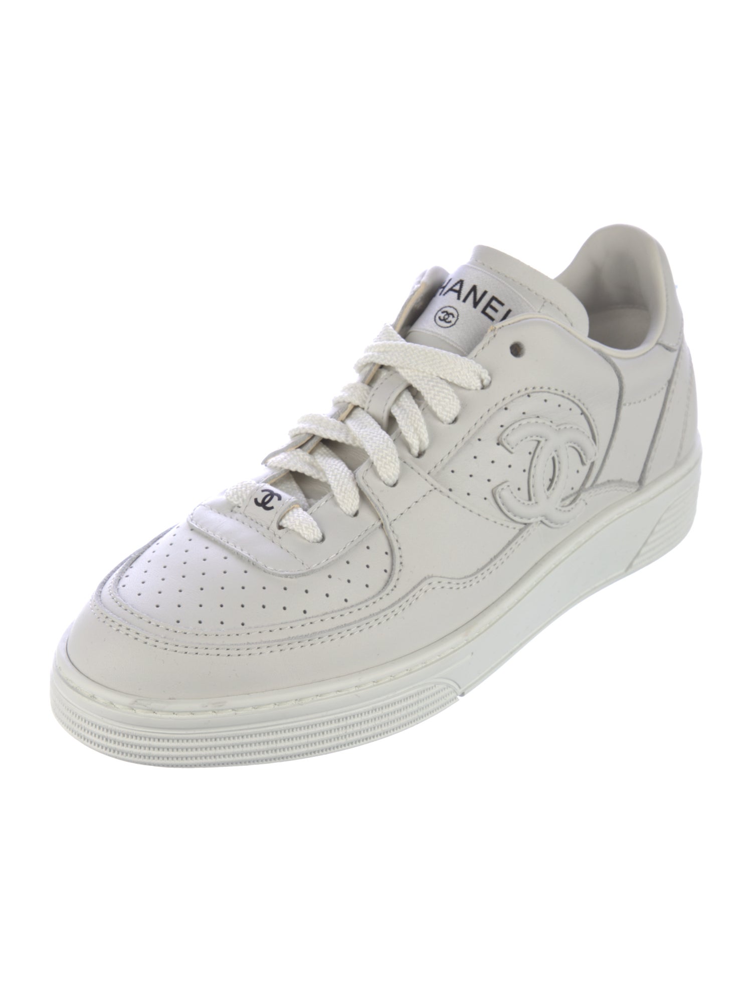 Chanel Interlocking CC Logo Leather Sneakers