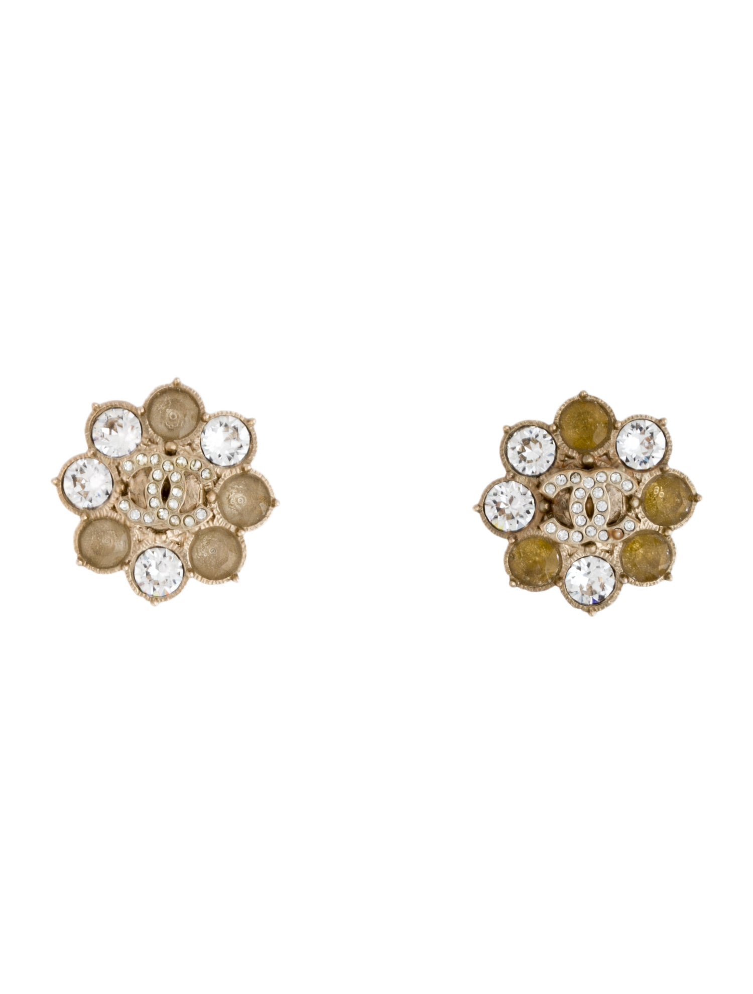 Chanel Strass CC Cluster Stud Earrings
