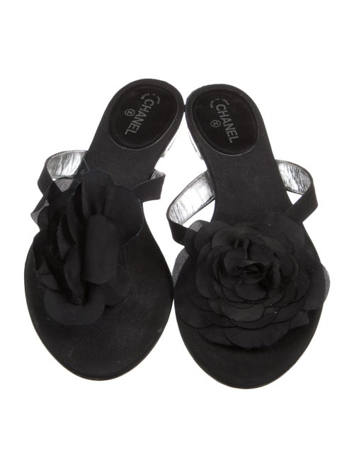 Chanel Interlocking CC Logo Grosgrain Trim Slides